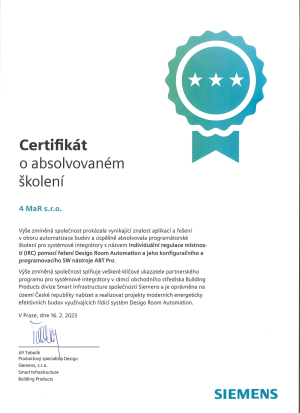 Certifikát SIEMENS ABT Pro